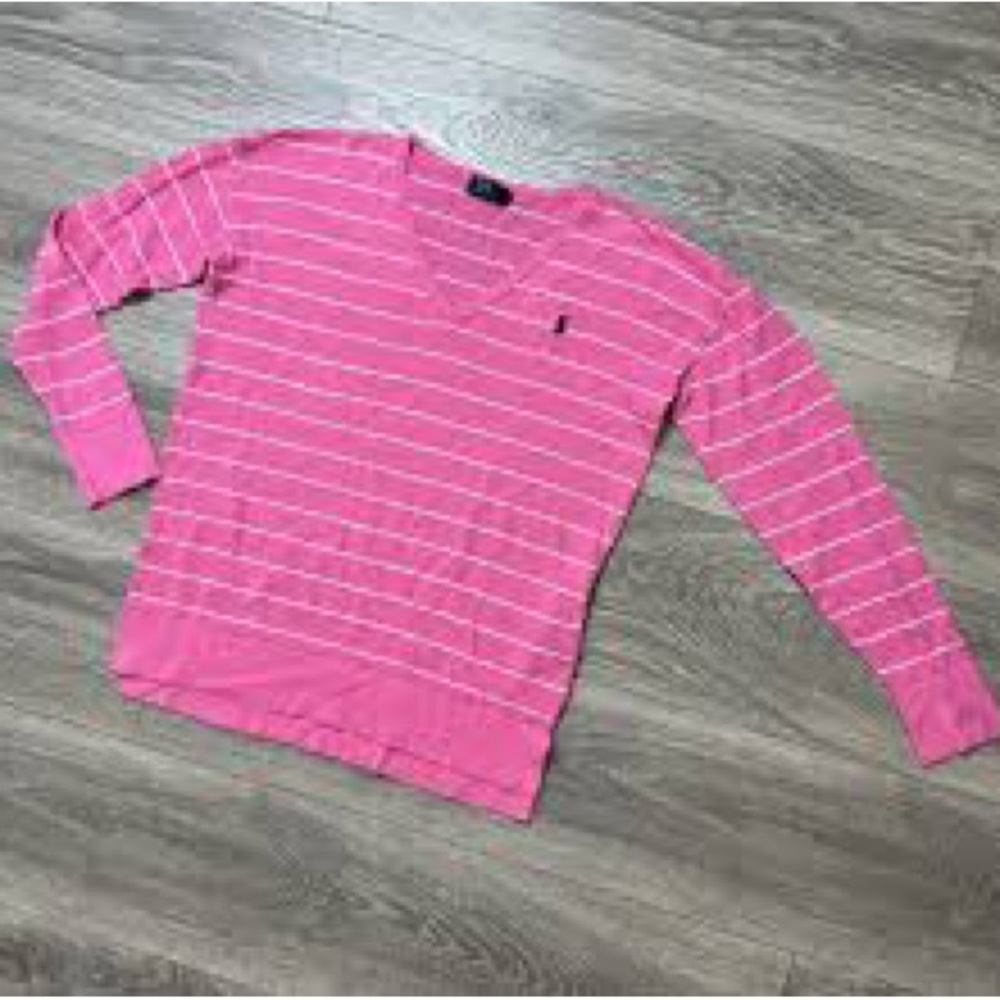 Polo Ralph Lauren Pink Striped V-Neck Sweater | Preppy Coastal - Picture 2 of 6
